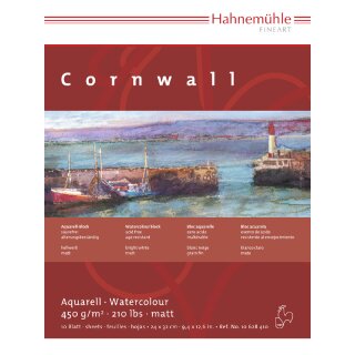 Hahnemühle Aquarellkarton Cornwall Aquarellblock 450 g/m² Größe: 24 x 32 cm / Blockinhalt: 10 Blatt