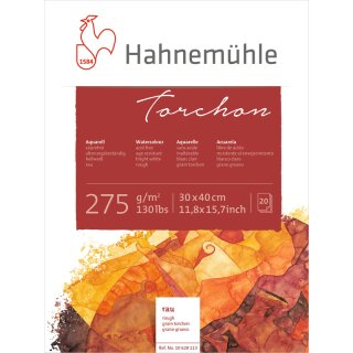 Hahnemühle Torchon Aquarellpapierblock / Aquarellkarton 275 g/m² Größe: 30 x 40cm / Blockinhalt: 20 Blatt