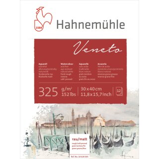 Hahnemühle Veneto Aquarellblock / Aquarellkarton 325 g/m² Größe: 30 x 40cm / Blockinhalt: 12 Blatt